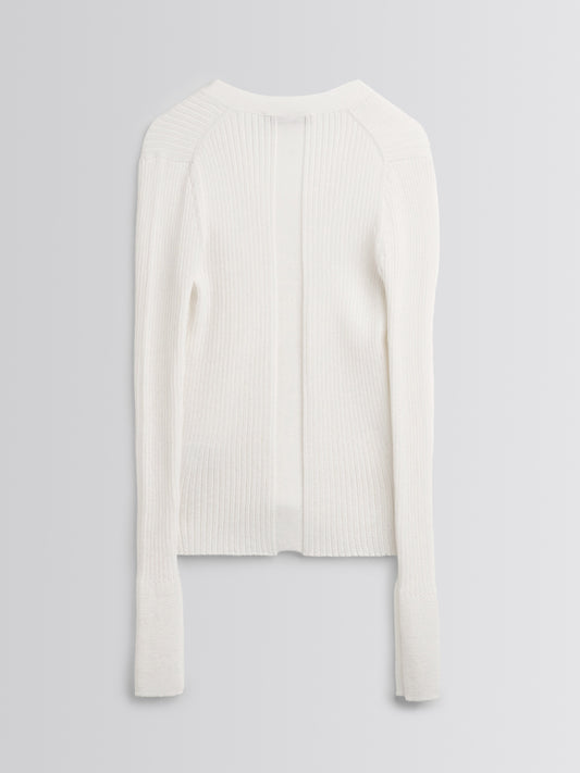 [MAGJAY] Rib V-Neck Cardigan-Ivory