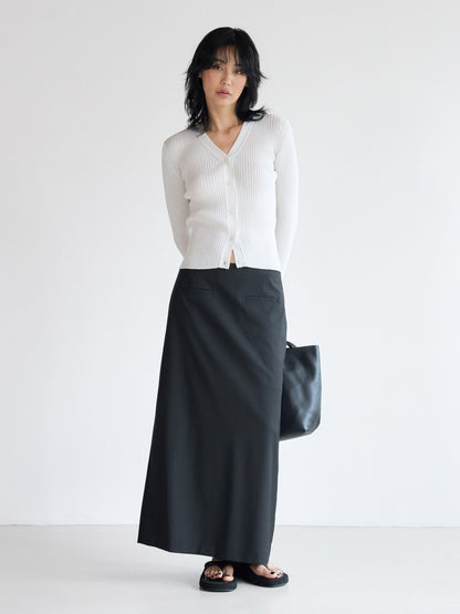 [MAGJAY] Rib V-Neck Cardigan-Ivory