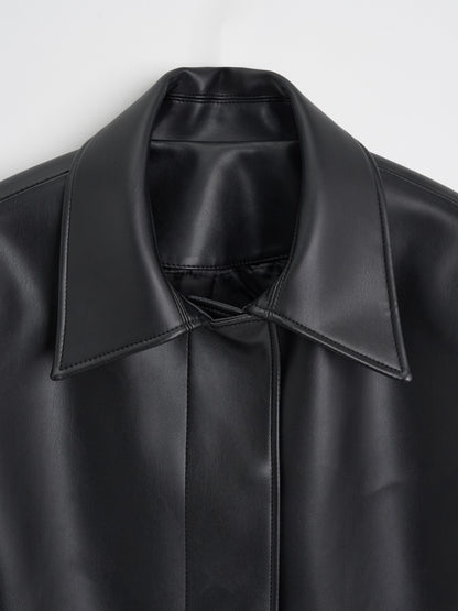 【MAGJAY】Slick Leather Jacket - Black