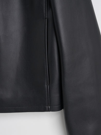 【MAGJAY】Slick Leather Jacket - Black