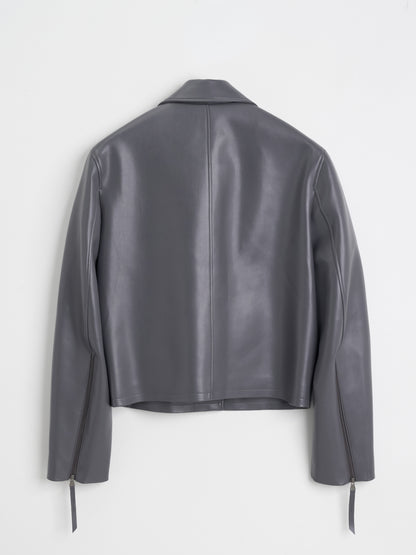【MAGJAY】Slick Leather Jacket - GRAY