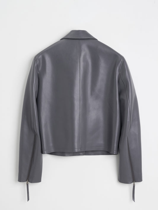 [MAGJAY] Slick Leather Jacket - GRAY