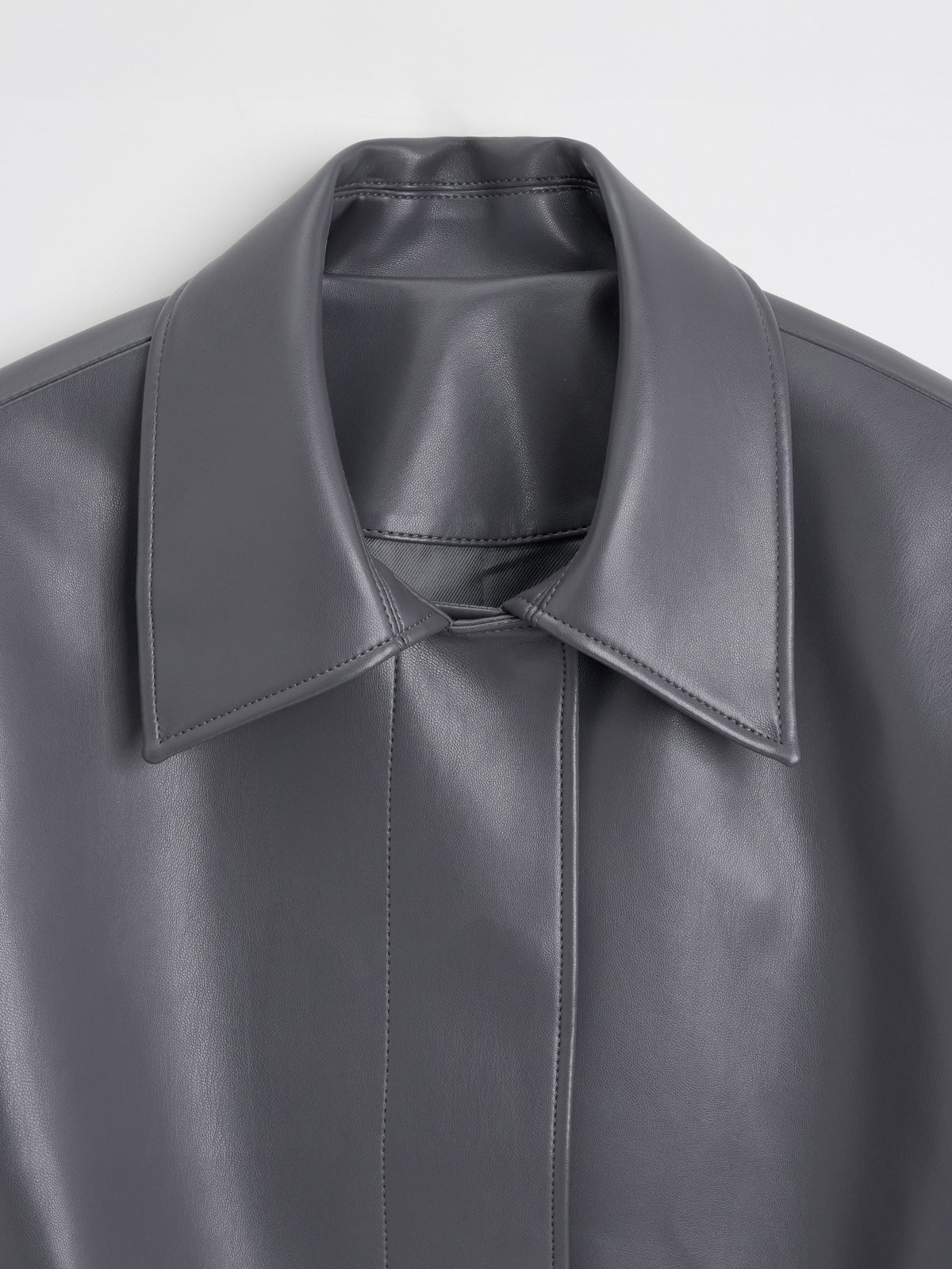 【MAGJAY】Slick Leather Jacket - GRAY