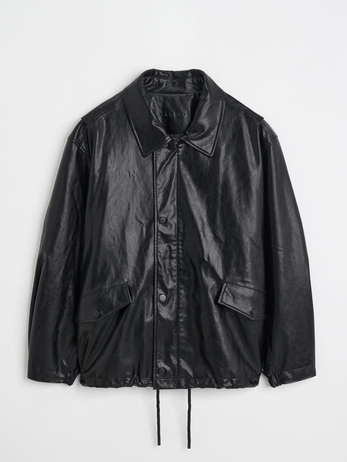 [MAGJAY] Soft Faux-Leather Blouson Jacket-BLACK