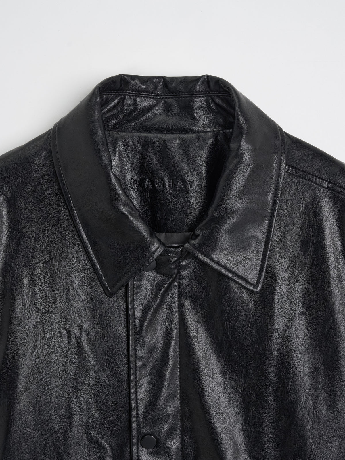 [MAGJAY] Soft Faux-Leather Blouson Jacket-BLACK