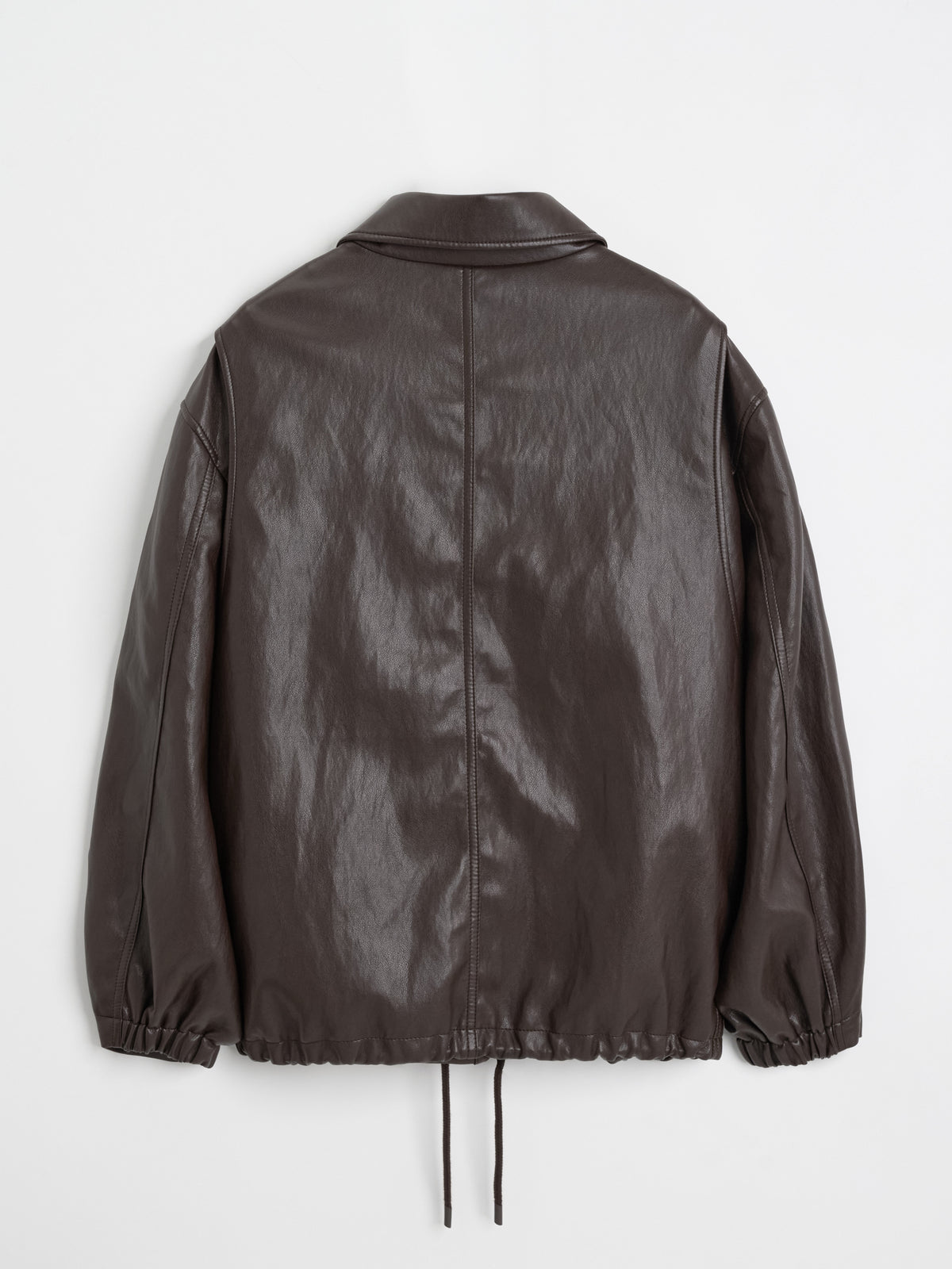 [MAGJAY]Soft Faux-Leather Blouson Jacket-BROWN