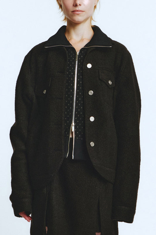 ROUNDED TRUCKER JACKET Black