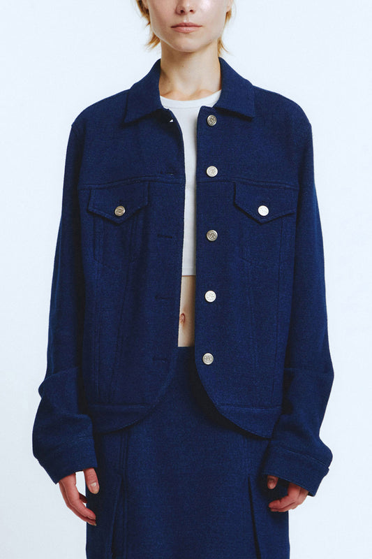 ROUNDED TRUCKER JACKET Blue