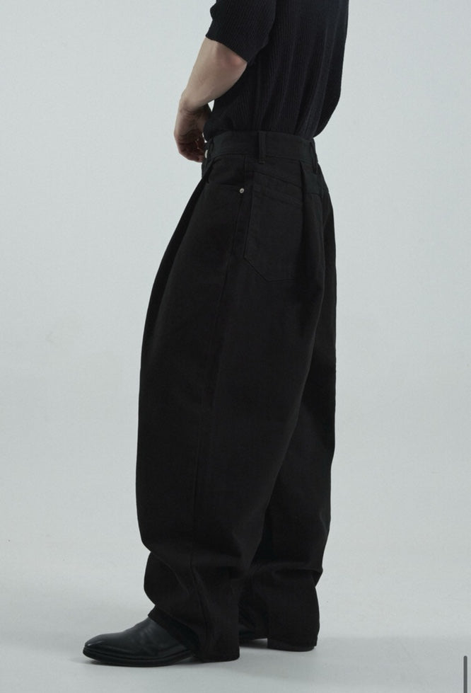 Wide Tuck Denim Pants