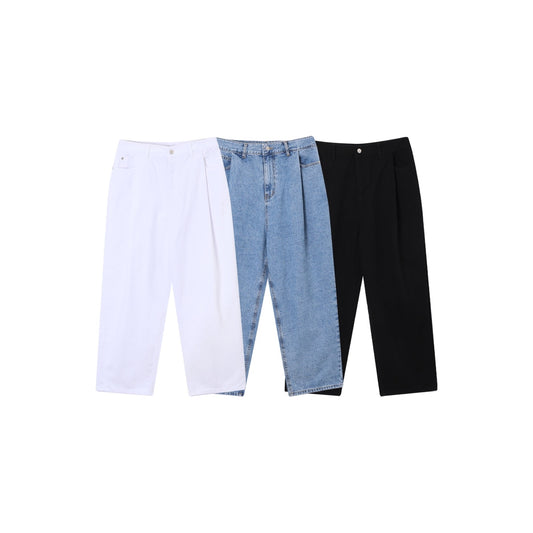 Wide Tuck Denim Pants