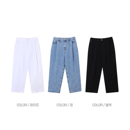 Wide Tuck Denim Pants