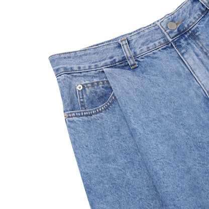 Wide Tuck Denim Pants