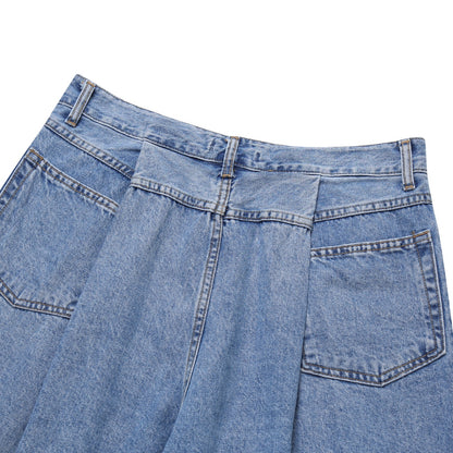 Wide Tuck Denim Pants