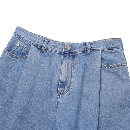 Wide Tuck Denim Pants