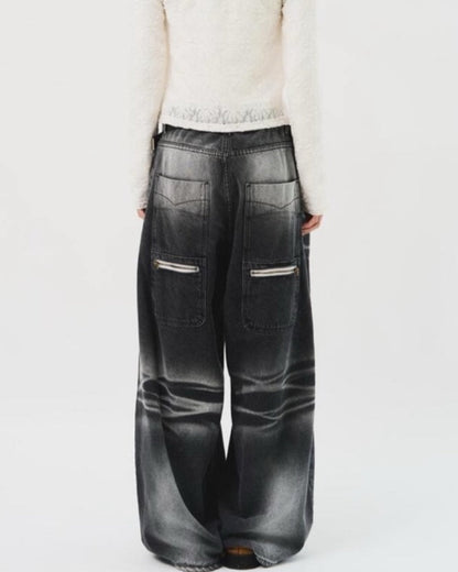 Wave Washed Wide Denim Pants