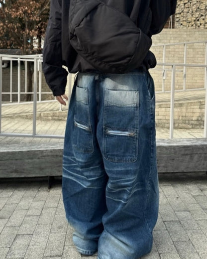Wave Washed Wide Denim Pants