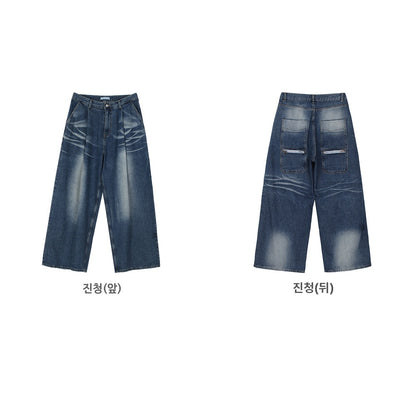 Wave Washed Wide Denim Pants