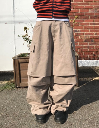 Layered Cargo Wide Pants