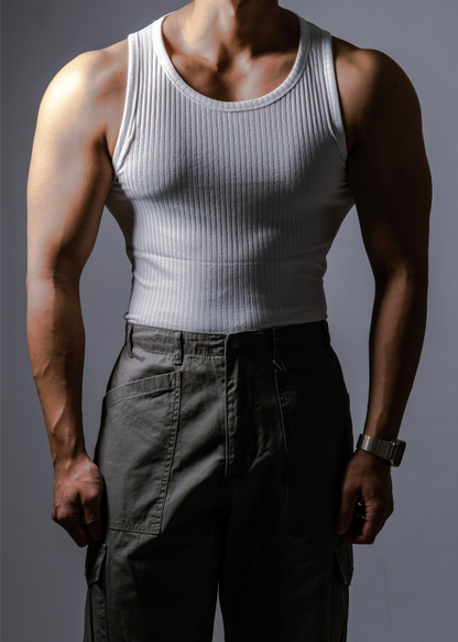 RIBBED COTTON TANK TOP