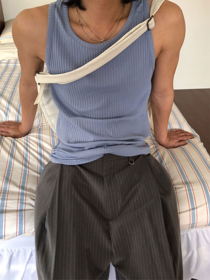 RIBBED COTTON TANK TOP