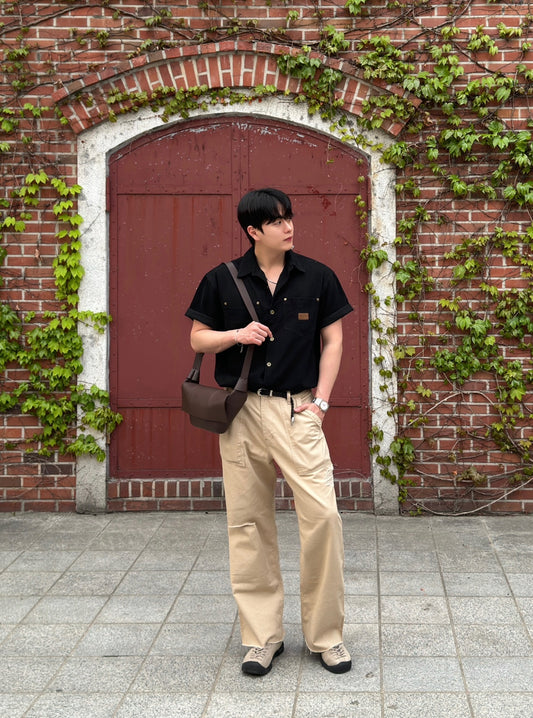 Washed Work Damage Wide Pants