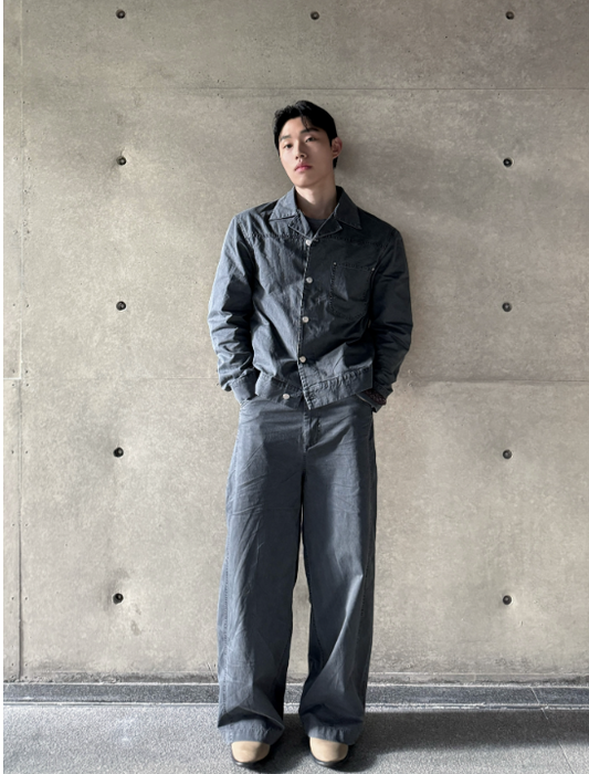 WooStore 韓国ブランド 通販 メンズ デニムセットアップ チャコール スタイリング