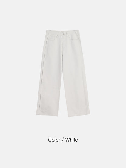 Wide Straight Denim Pants (2 Colors)