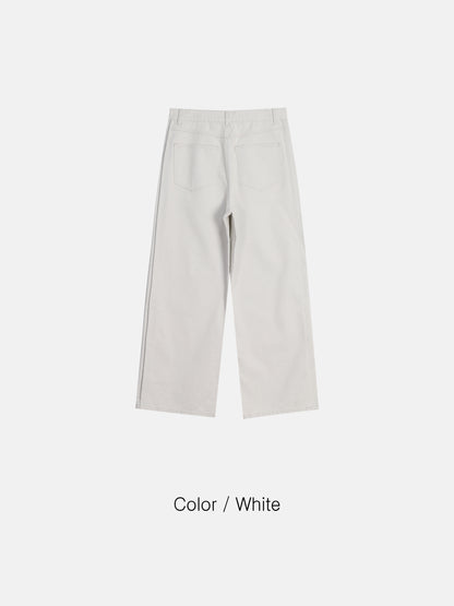 Wide Straight Denim Pants (2 Colors)
