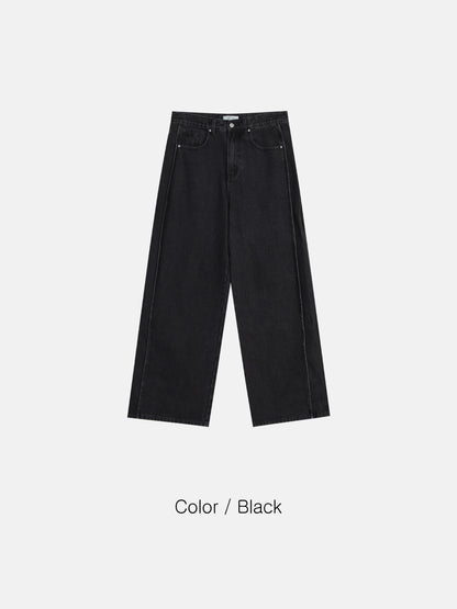 Wide Straight Denim Pants (2 Colors)