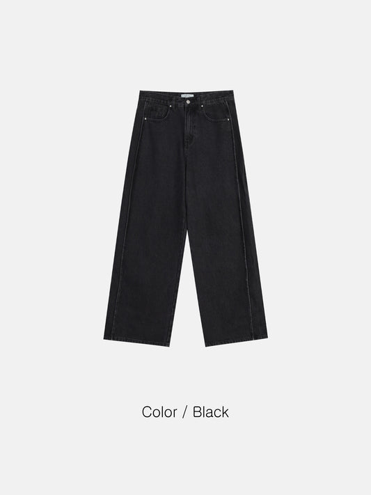 Wide Straight Denim Pants (2 Colors)