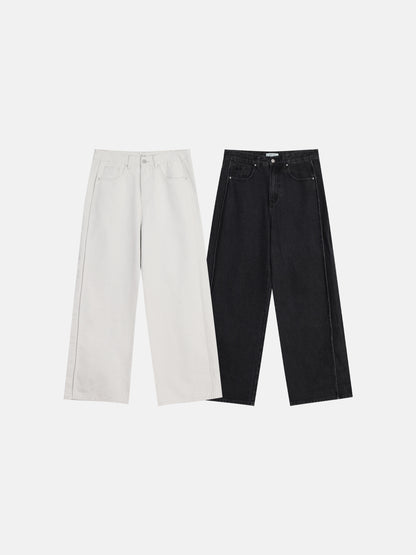 Wide Straight Denim Pants (2 Colors)