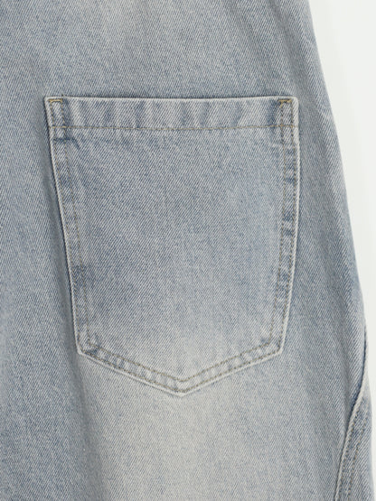 Curve Panel Wide Baggy Denim Pants (2 Colors)