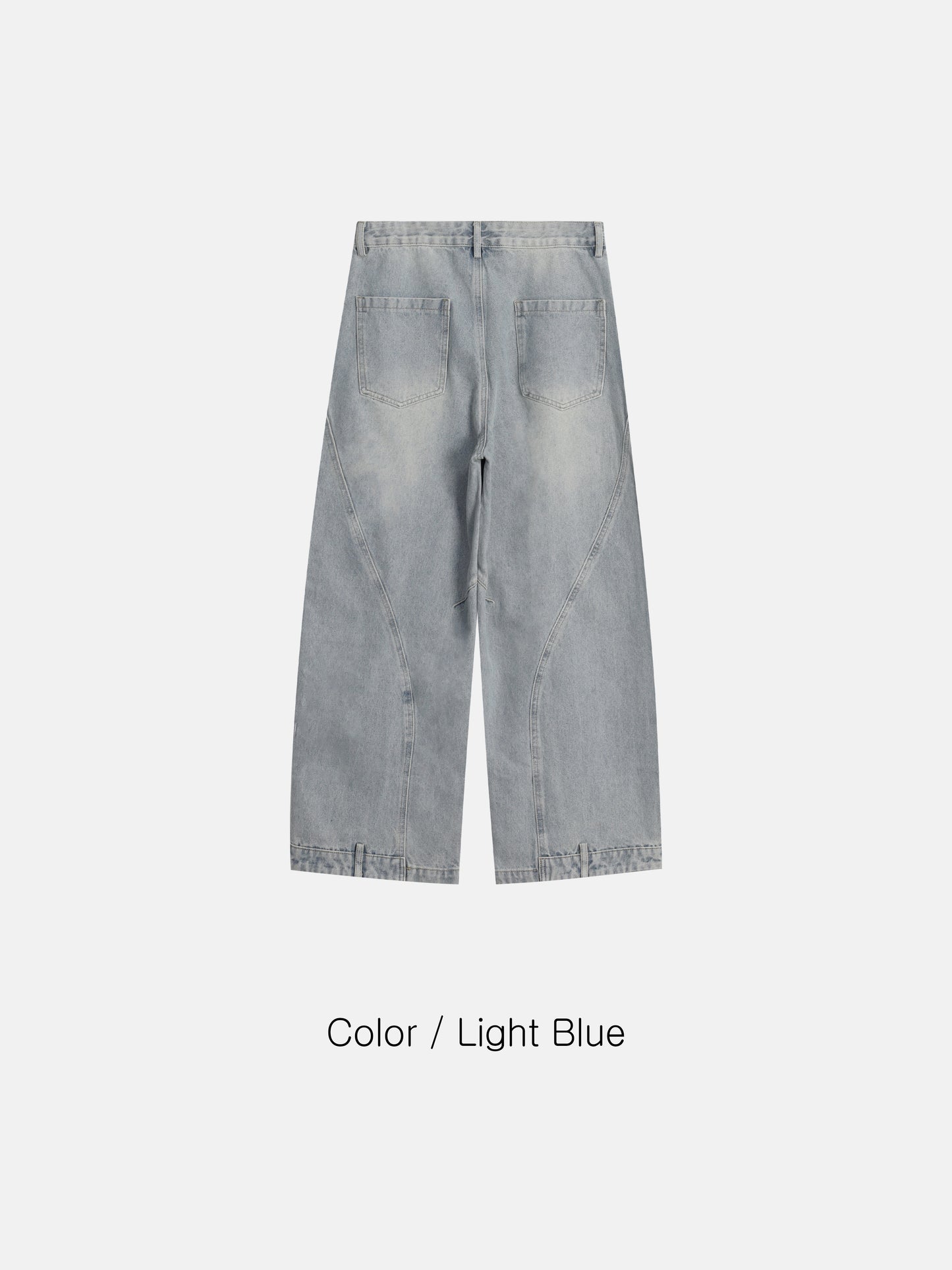Curve Panel Wide Baggy Denim Pants (2 Colors)
