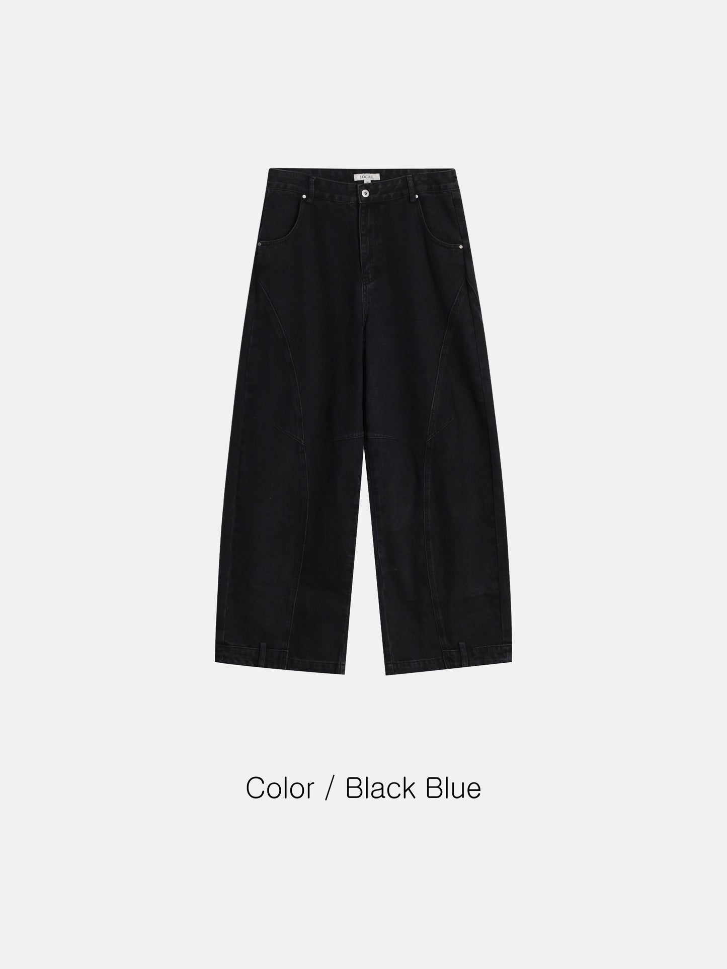 Curve Panel Wide Baggy Denim Pants (2 Colors)