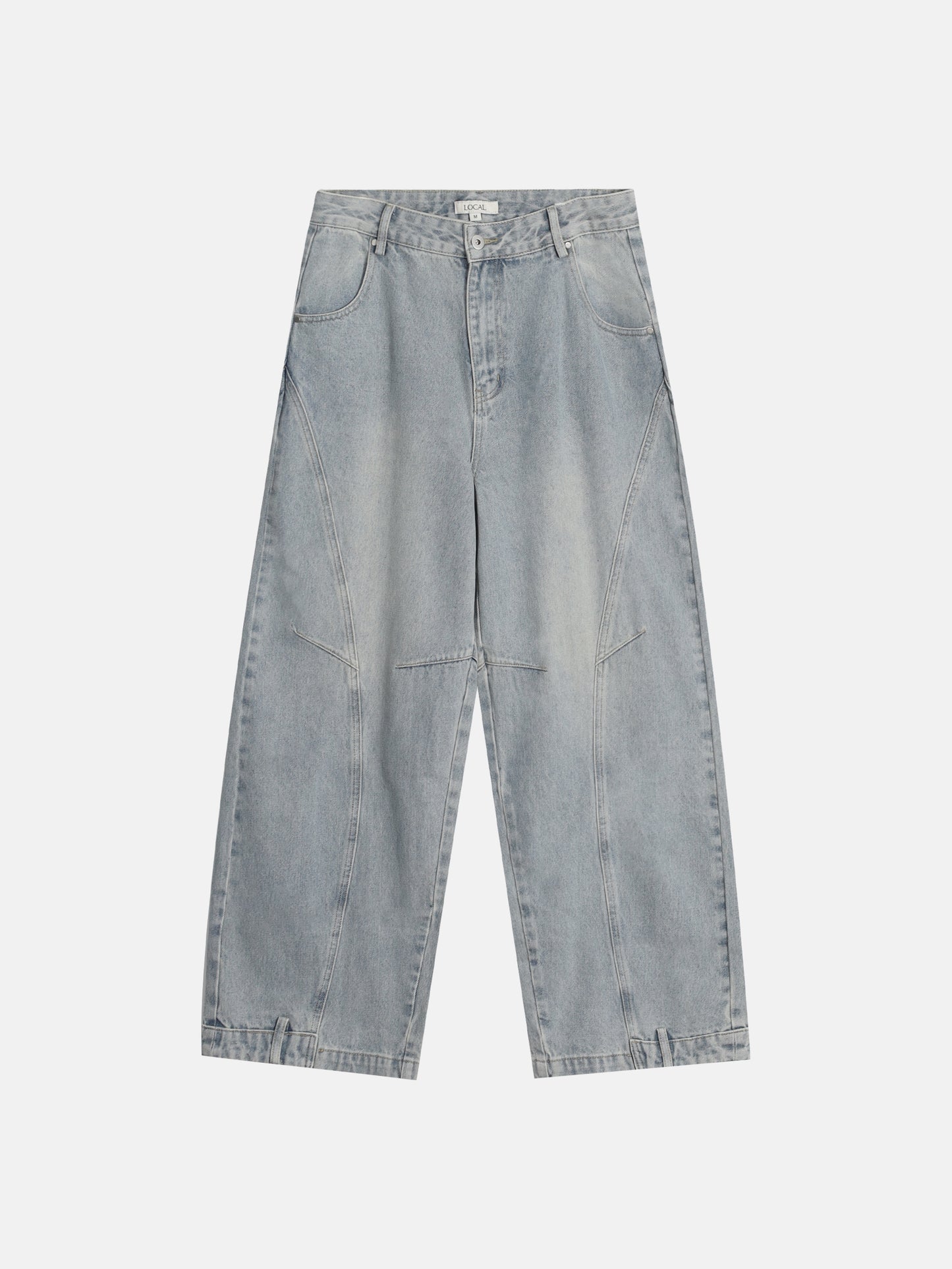 Curve Panel Wide Baggy Denim Pants (2 Colors)