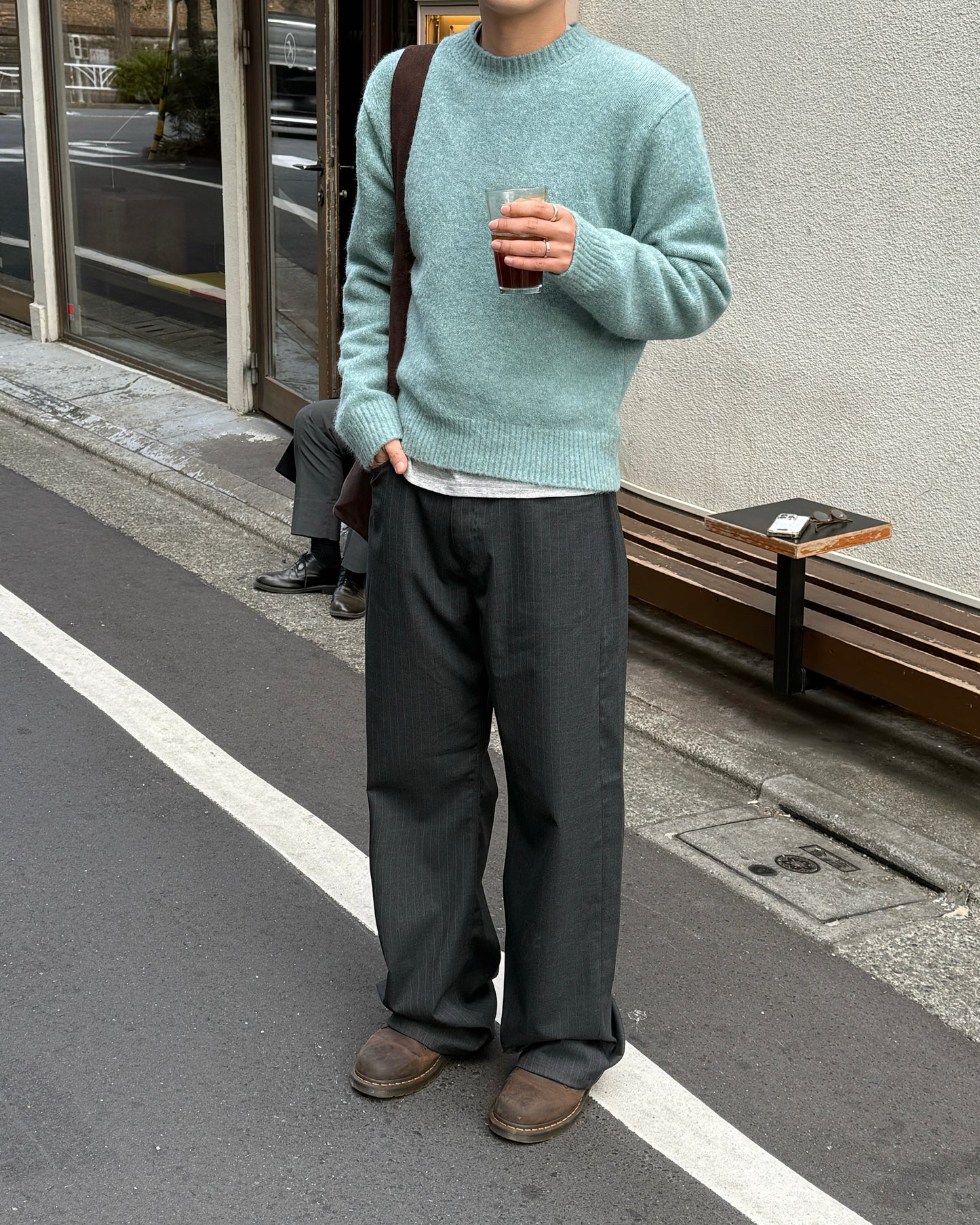 Pinstripe Wide Straight Pants