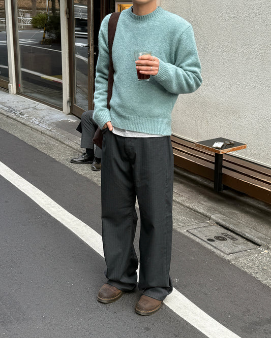Pinstripe Wide Straight Pants