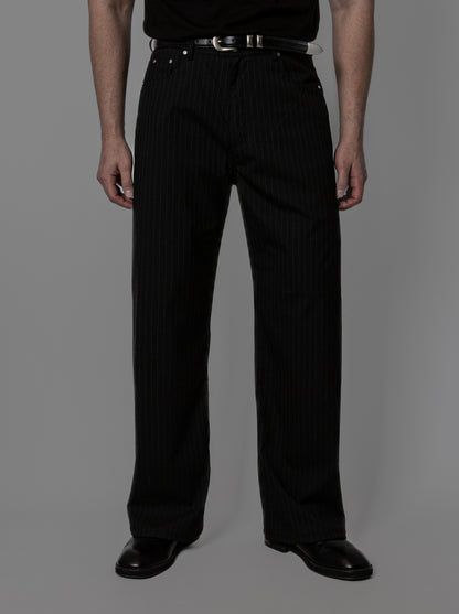 Pinstripe Wide-Leg Trousers