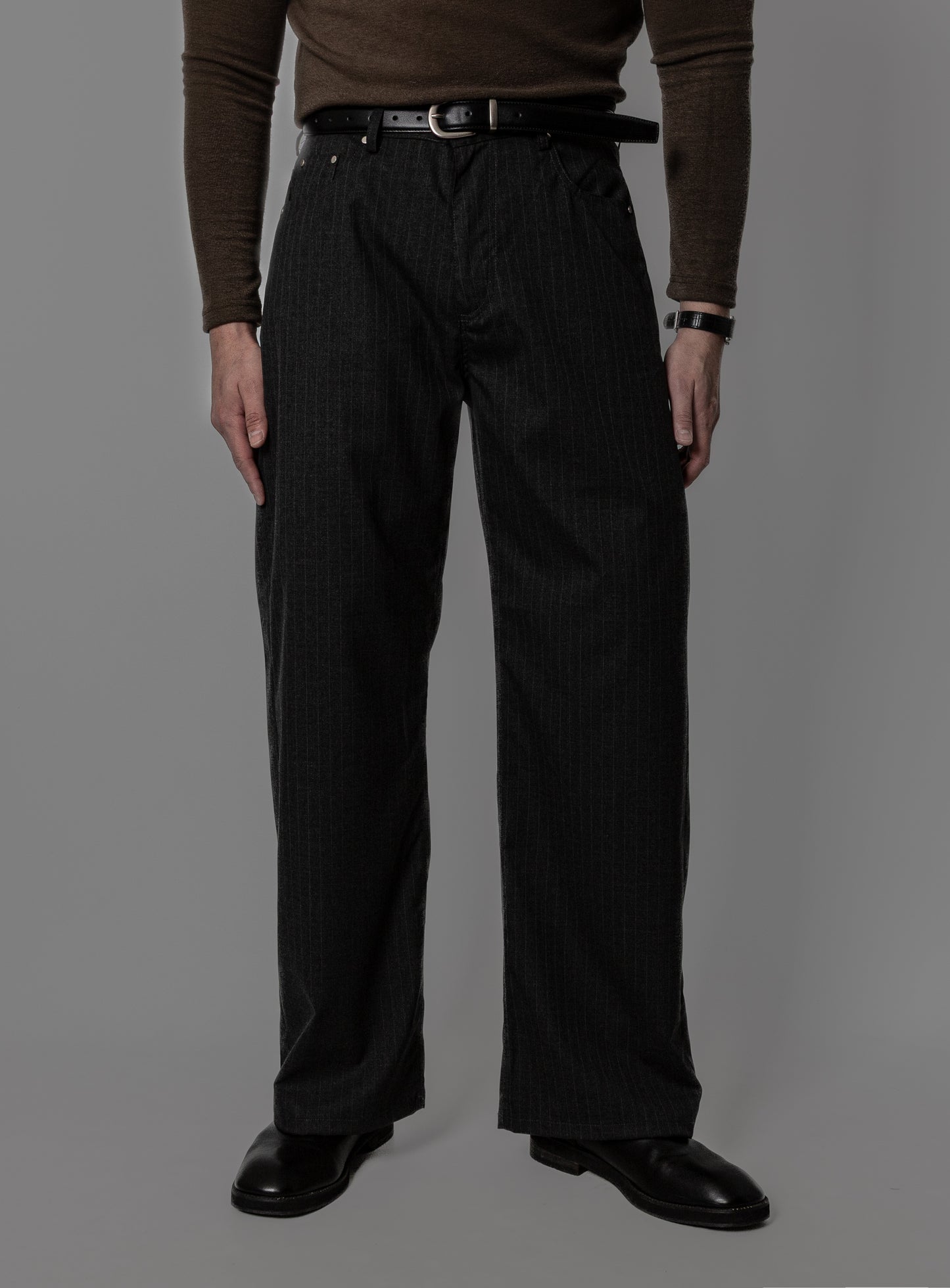 Pinstripe Wide Straight Pants