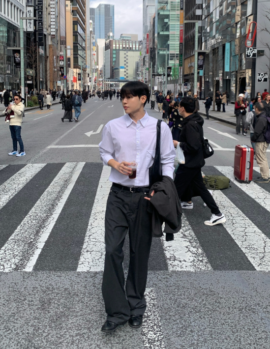 Pinstripe Wide Straight Pants