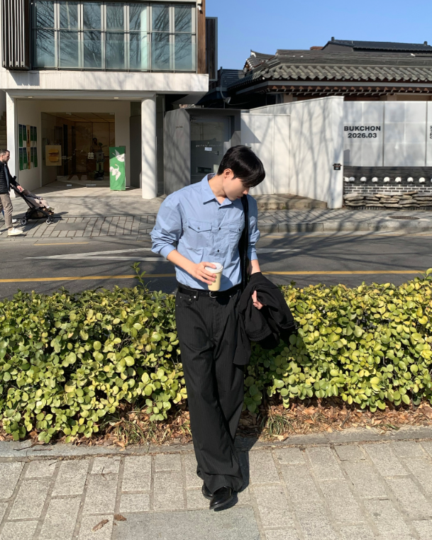 Pinstripe Wide Straight Pants