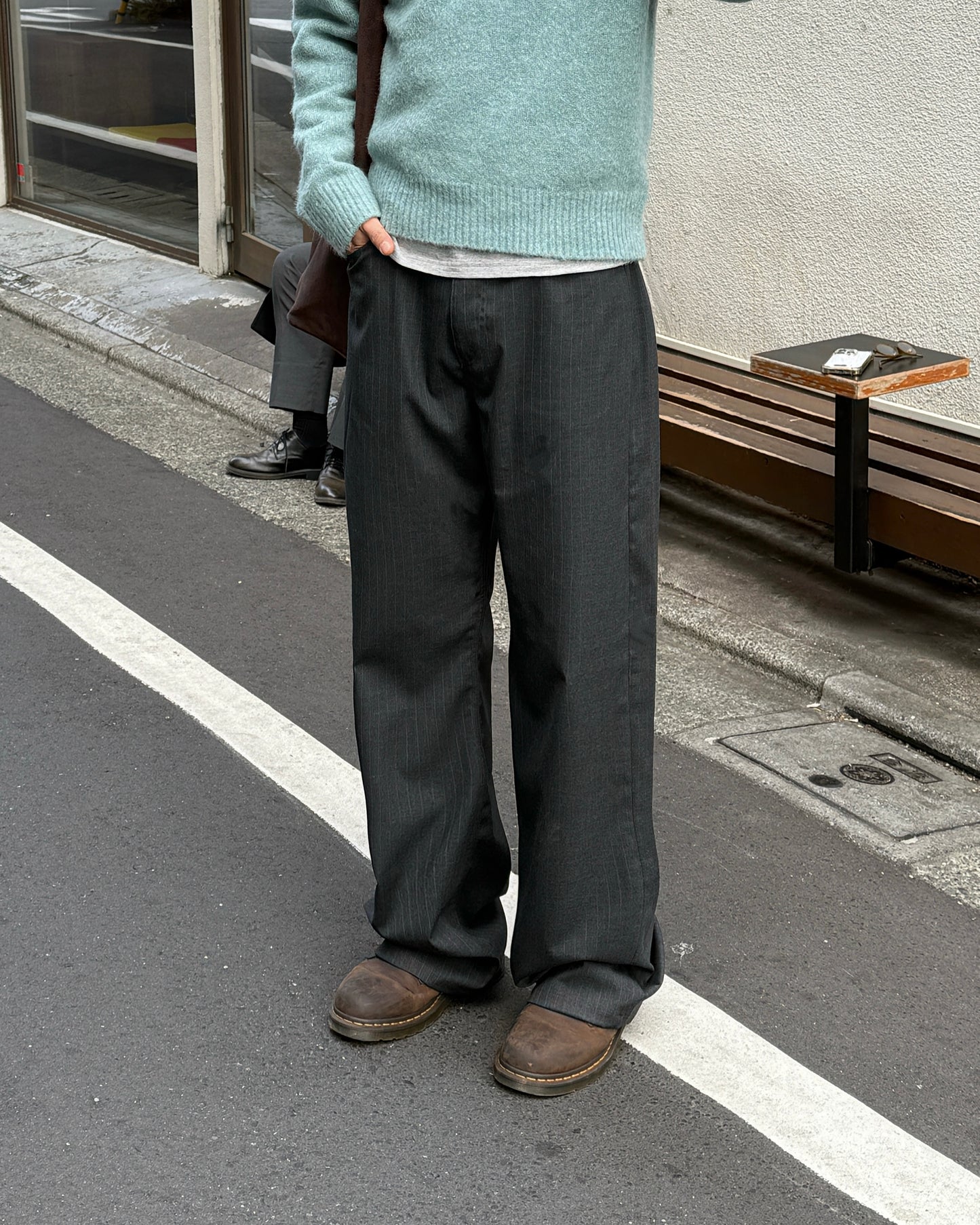 Pinstripe Wide Straight Pants