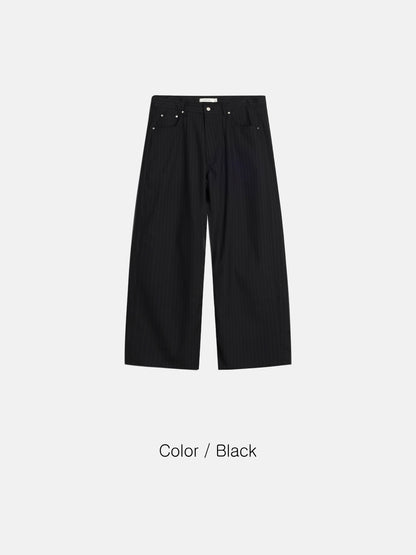 Pinstripe Wide-Leg Trousers