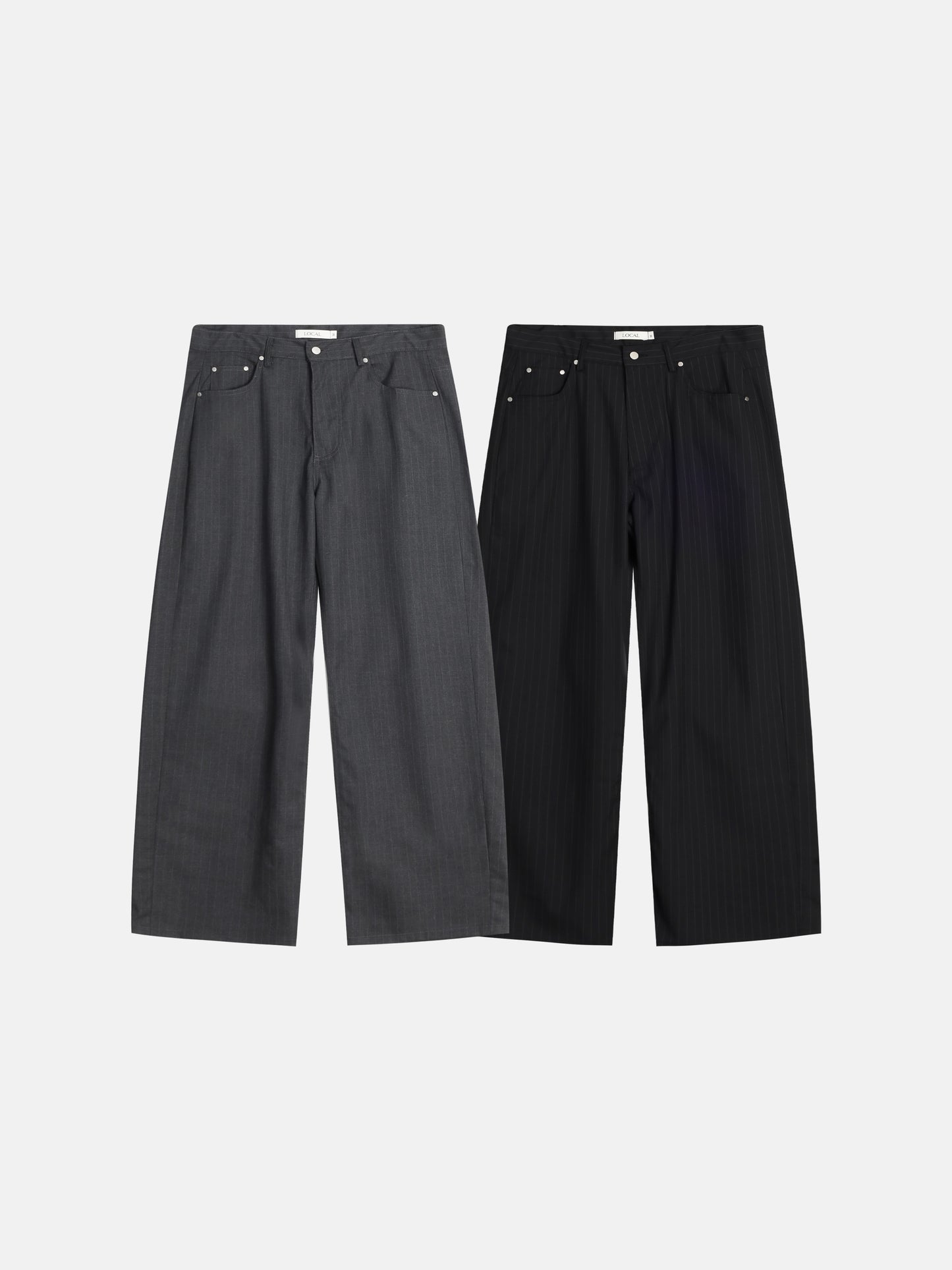Pinstripe Wide Straight Pants