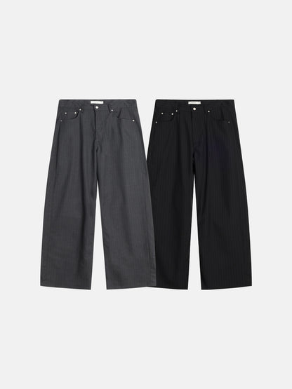 Pinstripe Wide-Leg Trousers