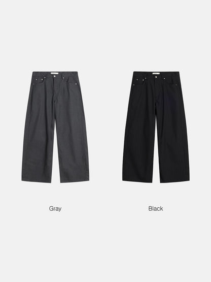Pinstripe Wide-Leg Trousers