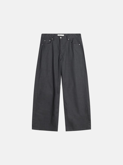 Pinstripe Wide-Leg Trousers