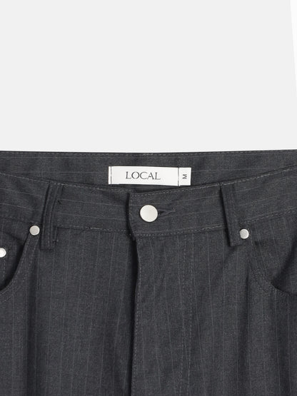 Pinstripe Wide-Leg Trousers