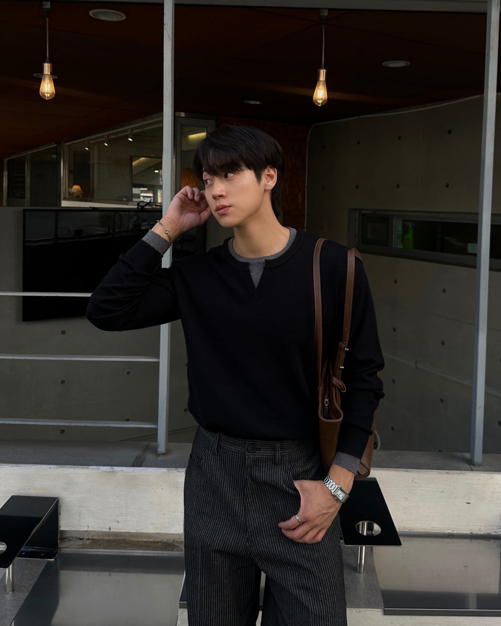 Layered Contrast Knit Top