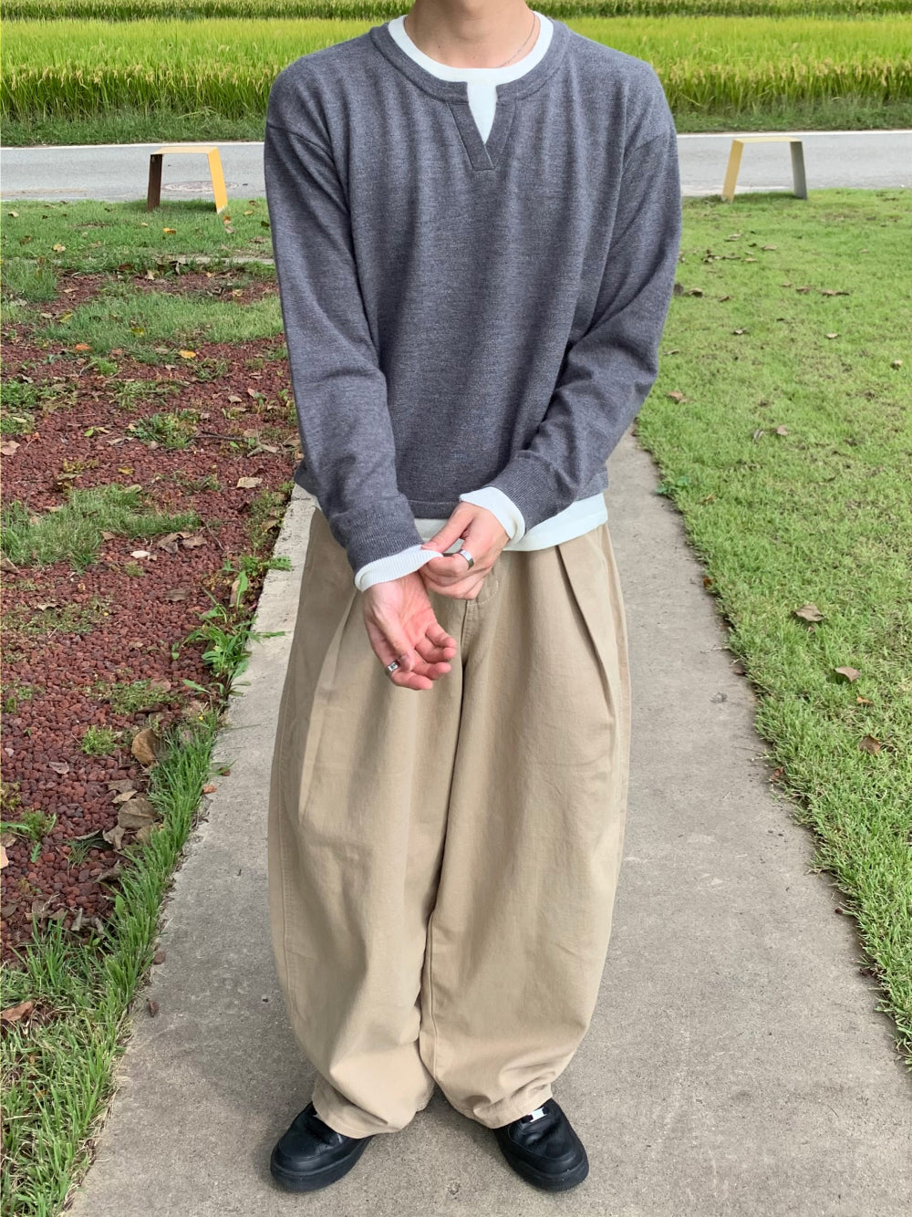 Layered Contrast Knit Top